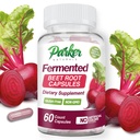 Parker Naturals Organic Fermented Beet Root Capsules Supports Healthy Immune System, Gluten Free, Non-GMO and Vegan. 60 Count