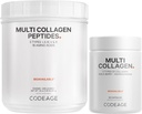 Codeage Multi Collagen Protein Kapseln & Multi Collagen Protein Pulver Bundle | Multi Collagen Pillen, Collagen Types I, II, II, V & X, 90 Count | Multi Collagen Peptide - Rein, hydrolysiert, 20 oz