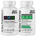 Youth & Tonic 15 Day Cleanse Gut Support for Colon Cleanse, Occasional Constipation, Regularity or Bloating with 11.5 Bil CFU Ultimate Digestive Probiotic