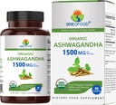 Brieofood Organic Ashwagandha 1500mg, 45 Servierungen, Vegetarisch, Glutenfrei, 90 vegetarische Tabletten