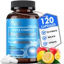 ASSR Triple Magnesium Complex – 300mg Magnesium Supplement mit Glycinat, Malat & Citrat – Unterstützt Entspannung, Muskel- und Nervenfunktion – Hohe Absorption, Vegan, Non-GMO, 120 Kapseln