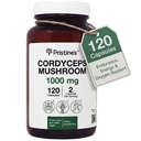 PRISTINE's Cordyceps Mushroom Capsules - 60 Tage Versorgung 1000 MG - Athletische Leistung, Ausdauer und Immunität Adaptogen Supplement - Anti Aging Support Antioxidans