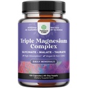 Triple Magnesium Complex Supplement - High Absorption Magnesium Glycinate, Malate & Taurate Blend für Muskeln, Energieunterstützung & Herzgesundheit - Triple Mg Complex 400 mg Kapseln - 120 Zähler