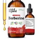 Wild & Organic Berberine Supplement 500mg - Antioxidant Support - HCL Berberine Liquid Drops - Add to Tea Tincture - Berberis Aristata Bark Extract - Vegan, Alcohol & Sugar-Free - 2 fl oz