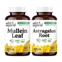 Wild & Organic Mullein Leaf 180 Capsules & Astragalus Root 180 Capsules