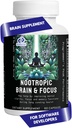 Nootropic Brain Ergänzungen für Memory & Focus mit GABA, Green Tea Extract, Bacopa monnieri, DMAE, Phosphatidylserine | Unterstützt psychische Klarheit & kognitive Funktion | Vitamin B6 - 60 Kapseln