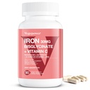 Eisen Ergänzungen für Frauen Männer, Vegan Eisen Bisglycinat 30mg Plus Vitamin C, B12, Folsäure - Eisen Pillen für Anämie, Gesundheit Blut & Energie Unterstützung - Sanfte, hohe Absorption, Non-GMO - 90 Kapseln