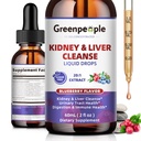 GREENPEOPLE Kidney Cleanse Detox & Repair - 27-In-1 Kidney & Liver Drops mit 20:1 Cranberry Extract & Chanca Piedra, Alkoholfreie Ergänzung für Urinary Tract & Liver Support (2 Oz 1 Pack, Blueberry)