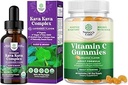 Bundle of Potent Liquid Kava Kava Drops Supplement mit Kavalactonen für Balanced Mood und Kaubare Vitamin C Gummi für Erwachsene - Ascorbic Acid Natural Immun Booster und natürliches kaltes Remedy