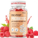 Probiotic Gummies, Probiotics for Gut Health, 5-IN-1 Prebiotics and Probiotics, Postbiotic & 16 Digestive Enzymes, for Digestion, Immunity & Gut Health for Women & Men, 0 Sugar, 60 Counts (Raspberry)