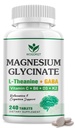 Magnesium Glycinate and L-Theanine Supplement - Relaxation & Cognition Support - 400mg Magnesium Supplement with L-Theanine, GABA, Chamomile, B6, D3 & K2 for Adults & Teens, Vegan - 240 Tablets