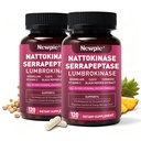 Nattokinase Supplement 12,000 FU - Systemic Enzymes Complex with Serrapeptase Lumbrokinase & CoQ10 - Supports Cardiovascular Health, Blood Flow & Circulation - 120 Non-GMO Vegetarian Capsules,1 Bottle