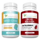 Nature's Nectar Migraine & Iron Support Bundle – Feverfew for Migraine Relief + Blood Builder Iron Supplement for Men & Women (60 Capsules Each)