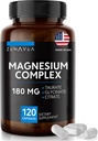 Triple Magnesium Complex Supplement (120 Vegan Kapseln) - 180 mg Magnesium Glycinat Taurat und Citrat - Calm Magnesium Complex Supplements