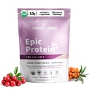 Sprout Living Epic Protein, Plant Based Protein & Superfoods Powder, Pro Collagen, Berry | 15 Grams Organic Protein Powder, Vegan, Non Dairy, Non-GMO, Glutenfrei, Low Sugar (0.7 Pfund, 12 Portionen)