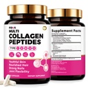 Fidus Multi Collagen Peptides Capsules - Type I, II, III, V & X Hydrolyzed Collagen for Women with Biotin 10000mcg, Hyaluronic Acid & MSM | 120 Capsules, 60 Servings