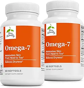 Terry Natürlich Omega-7 - Nahrungsergänzung mit essentiellen Fettsäuren - Nahrungsergänzungsmittel zur Unterstützung der Hautgesundheit mit Sea Buckthorn, Berry Pulp & Seed Oil - 60 Softgels (Pack von 2)