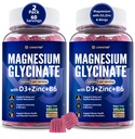 Magnesium Glycinate 500mg/250mg für Erwachsene Teens - Plus D3,B6 & Zink - Magnesium Glycinate Gummis, Hohe Absorption - Unterstützung für Entspannung,Brain,Bone & Immunität Gesundheit - Zuckerfrei - 120Cts
