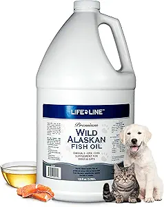 Life Line Pet Nutrition Wild Alaskan Fish Oil für Hunde und Katzen 128oz – Omega 3 Fish Oil Supplement für Haut und Mantel, Gehirn, Augen und Herz Gesundheit