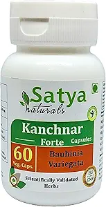 Kanchnar Forte Kapseln 500 mg. 60 Veg. Kapsel | Kanchnar (Bauhinia Variegata) Extrakt Kapseln für Männer und Frauen | Ayurvedische Kräuterergänzung / Heilmittel | 10:1 Forte (1 Flasche 60 Kapseln)