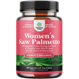 Extra Strength Saw Palmetto for Women - DHT Blocker Restoring Hair Vitamins for Hair Health - 500mg Pure Saw Palmetto Capsules with Maca Root & Biotin for Stronger Healthier Looking Hair 180 Count