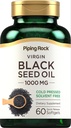 Piping Rock Black Seed Oil Softgel Kapseln | 1000mg | 60 Pillen | Kaltgepresstes Lösungsmittel Free | Non GMO, Glutenfreie Ergänzung