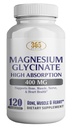 365 Health Magnesium Glycinate, 400mg Per Serving, 120 Tablets, High Absorption Supplement for Bone, Muscle & Heart Health
