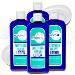 Epsom-It Soothing Nerve Lotion - Epsom Salt Magnesium Lotion, Topical Magnesium Cream with Capsaicin & Arnica to Provide Comfort for Legs, Knee and Feet, 8.0 oz., 4-Pack