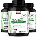 Force Factor ProbioSlim Extra Strength Probiotic Supplement für Frauen und Männer mit 30 Billion CFUs und Grüner Tee Extrakt für Gut Health Support, Bloating und Gas Relief, 120 Count (Pack mit 3)