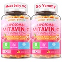 Liposomal Vitamin C 1000mg + D3 5000IU + Zinc Filled Gummies, Folate 800mcg Chewable Supplement, Elderberry for Immune, Hyaluronic Acid, VE, for Beauty, Energy & Overall Health, Sugar Free, ﻿2 Pack