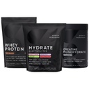 Sports Research® Creatine Monohydrate (100 Servings), Hydrate Electrolytes Variety Packets (16 Count) and Dutch Chocolate Whey Protein Isolate (25 Servings)
