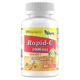 America Medic & Science Rapid-C 1000mg Vitamin C Supplement (1 Pack of 200 Tablets) Energy Booster, Daily Immune System Support, Antioxidant | Vegan, Non-GMO Coated Ascorbic Acid for Adult Men & Women