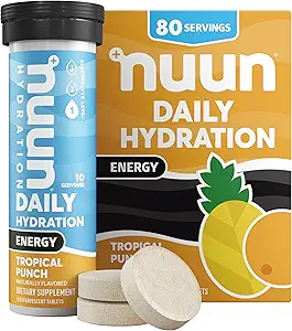 Nuun Energy Electrolyte Tabletten mit Ginseng, Koffein aus Grüner Tee-Extrakt, Vitamin B12, B6, B5, Magnesium & 4 Andere Elektrolyte, Gluten Free & Vegan, Ingwer Lime Zing, 8 Pack (80 Portionen insgesamt)