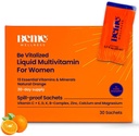 BeMe Liquid Multivitamine für Damen - Advanced Liquid Delivery System mit 13 Vitaminen & 4 Mineralien - Tear & Go Sachets, Non-GMO, Orange Flavor (30 Sachets)