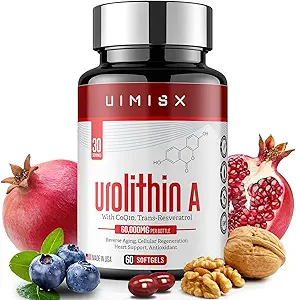 Urolithin A Pro Supplement 1000mg, 60 Softgels Super Antioxidantien mit Resveratrol & CoQ10 für Energieproduktion und gesundes Aging- Mitoceutical für Muskelkraft und Hautpflege