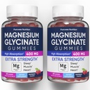 Magnesium Glycinate Gummies 400mg Extra Strength, 2-Pack (120 Count) - High Absorption Supplement, Muscle Support & Relaxation for Adults, Kids, Women & Men, Sugar-Free, Vegan, 4-Month Supply