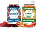 Lunakai USA Made Probiotic & Vitamin C High Potency Gummies Bundle – Digestive & Immune System Support – Naturally Flavored – 60 Non-GMO Gummies Each