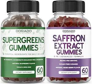 Supergreens Gummies (60 Count) - Superfood für Immunität Unterstützung für Erwachsene und Saffron Ergänzungen (60 Gummi) Sugar Free 5 in 1 Advanced Formula - Non GMO - Non GMO, Vegan Safe & USA Made