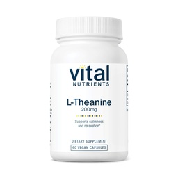 Vital Nährstoffe L-Theanine 200mg | Vegan-Ergänzung | L Theanine-Ergänzung unterstützt normale Niveaus und kognitive Funktion* | Gluten, Dairy und Soy Free | 60 Kapseln