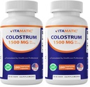 Vitamatic Bovine Colostrum 30% IgG Supplement 1500 mg per Serving - Supplement for Gut Health, Hair Growth, Beauty, Muscle Recovery, & Immune Support - 180 Veg Capsules (Pack of 2)