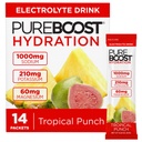 Pureboost Sugar Free Electrolyte Hydration Powder Packets – Tropical Punch, 14 Count – Zero Calories – Fast Hydration Drink Mix with 1000mg Sodium, Potassium & Magnesium