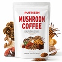 PUTRIZEN HerbalWell Mushroom Coffee Blend : 2500mg 6 Functional Mushrooms in 1- Instant Mushroom Coffee Powder Low-Caffeine Coffee Alternative for Focus Digestion & Morning Energy 30 Servings