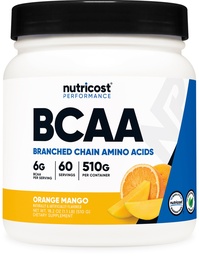Nutricost BCAA Pulver (Orange Mango, 60 Servierungen) - 2:1:1 Optimale Ratio, Glutenfrei, Non-GMO, Vegetarisch