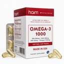 HAIM Omega-3 1000 Fish Oil Softgels — 1120mg Omega-3 with EPA DHA Fatty Acids — Burpless, Odorless, No Fishy Smell — Triple Strength Concentrated Supplement — Nutritional Softgels — 60 Count