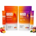 Raised Hydration+ & Energy+ Bundle | Electrolyte Drink Mix + Natural Caffeine Nootropic | 30 Total Sticks (15 Peach + 15 Passion Fruit)