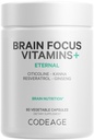 Codeage Gehirn Fokus Vitamine + Nootropic Ergänzung mit Citicoline als Cognizin, Panax Ginseng, Resveratrol, Gotu Kola, Vitamin B12 Methylcobalamin - Liposomal Lieferung - Non-GMO - 60 Kapseln