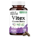 Wild & Organic Vitex Chasteberry Capsules - Peri Menopause Supplements for Women - Vitex Chasteberry Supplement for Women - 120 Days Supply - Chaste Tree Berry - Vegan, No Fillers, Non-GMO - 120 Count