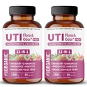 UTI Flora & Odor Pro+ | Pack of 2 | Intimate Freshness & Comfort Support with Cranberry, D-Mannose, Vaginal Probiotics | Third-party Tested, cGMP Facility, Vegan, Non-GMO, Gluten-Free | 60+60 Caps