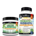 Super Greens Powder with Probiotics Prebiotics and Digestive Enzymes (30 Servings) Plus Advanced Strength Pre and Probiotics Supplement with Digestive Enzymes (2 Month Supply)