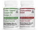 TURNER New Zealand Omega-3 Green Lipped Mussel Oil, 53x Higher Potency for Superior Joint Comfort & Mobility, No Fishy Aftertaste, 1 Bottle, 60 Softgels Plus 1 Bottle of Astaxanthin Power
